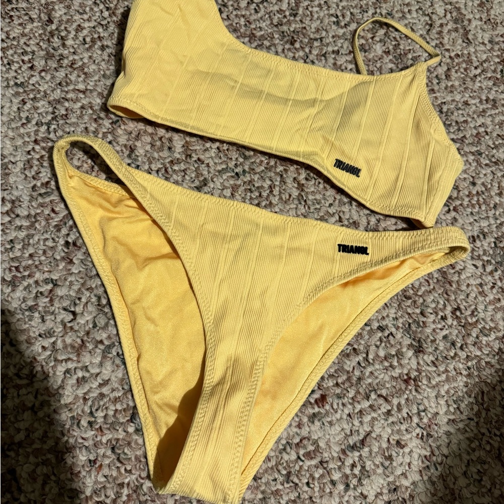 triangl swimwear Yellow Ribbed Bikini Set